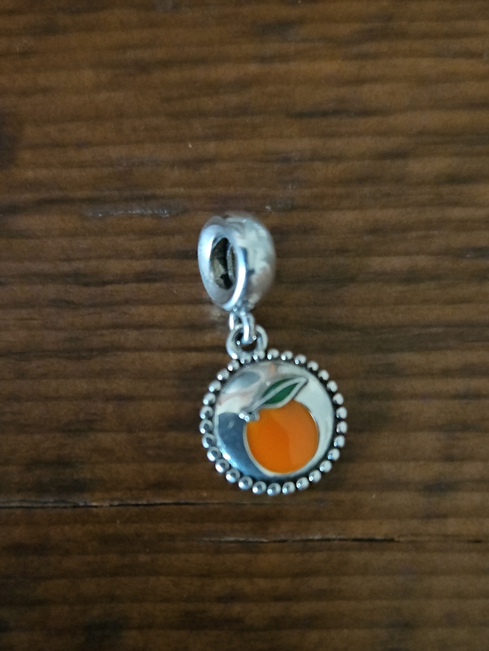 Pandora Silver Peach Enamel Dangle Charm